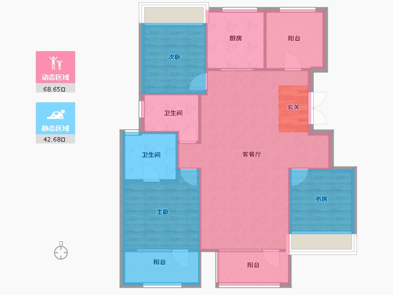 辽宁省-沈阳市-保利观唐青城山路（22，24号楼）128m²-102.26-户型库-动静分区