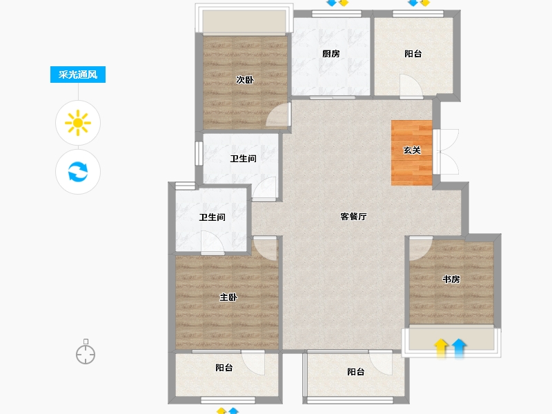 辽宁省-沈阳市-保利观唐青城山路（22，24号楼）128m²-102.26-户型库-采光通风