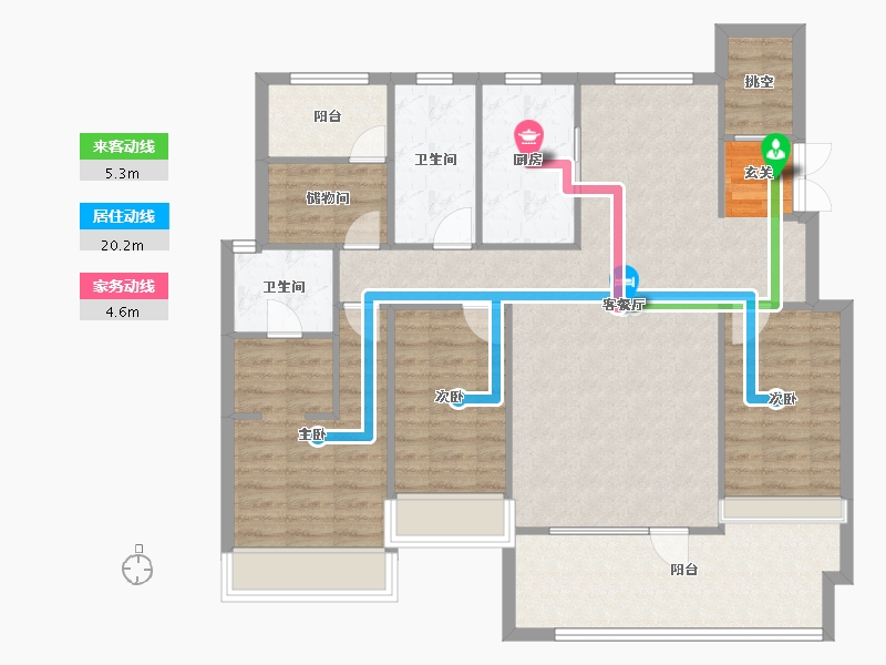 辽宁省-沈阳市-保利观唐青城山路107-7号（23号楼）140m²-110.58-户型库-动静线