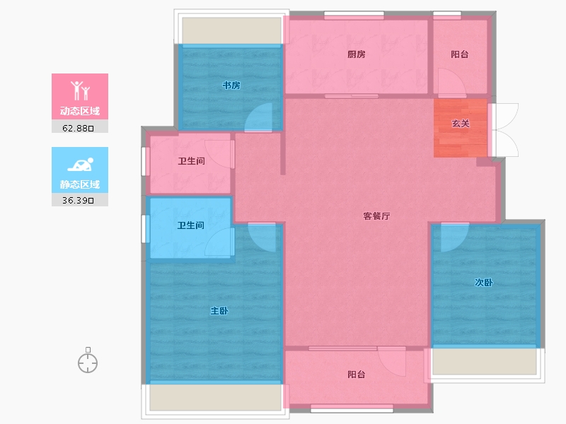 辽宁省-沈阳市-保利观唐青城山路111-1号（2号楼）116m²-91.02-户型库-动静分区