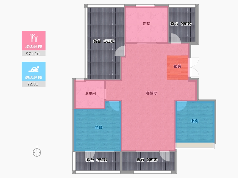 辽宁省-沈阳市-保利观唐青城山路（2，25，18，22，23，24）99m²-105.90-户型库-动静分区