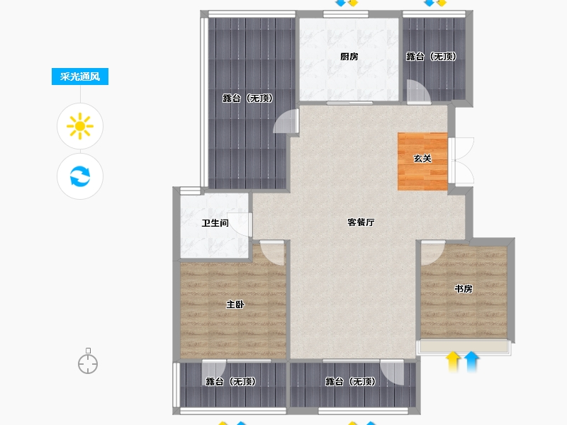 辽宁省-沈阳市-保利观唐青城山路（2，25，18，22，23，24）99m²-105.90-户型库-采光通风