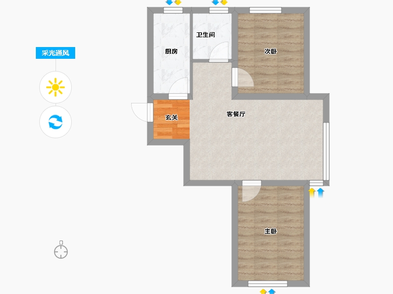 辽宁省-沈阳市-民安海逸康城青城山路（19，11号楼）79m²-52.98-户型库-采光通风