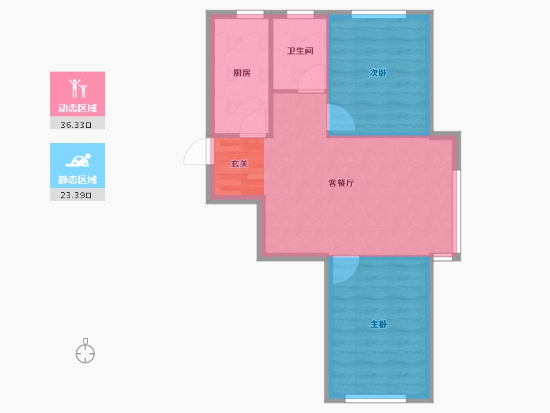 辽宁省-沈阳市-民安海逸康城青城山路（1,2,7,3号楼）82m²-53.99-户型库-动静分区