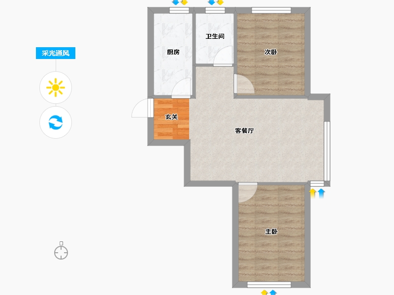 辽宁省-沈阳市-民安海逸康城青城山路（1,2,7,3号楼）82m²-53.99-户型库-采光通风