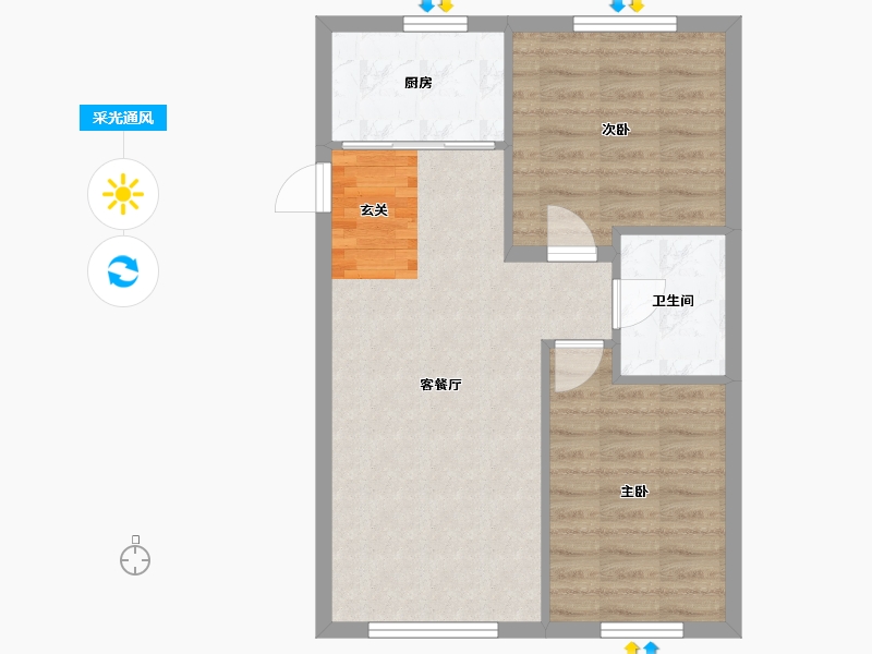 辽宁省-沈阳市-民安海逸康城青城山路（19，3，11号楼）85m²-58.03-户型库-采光通风