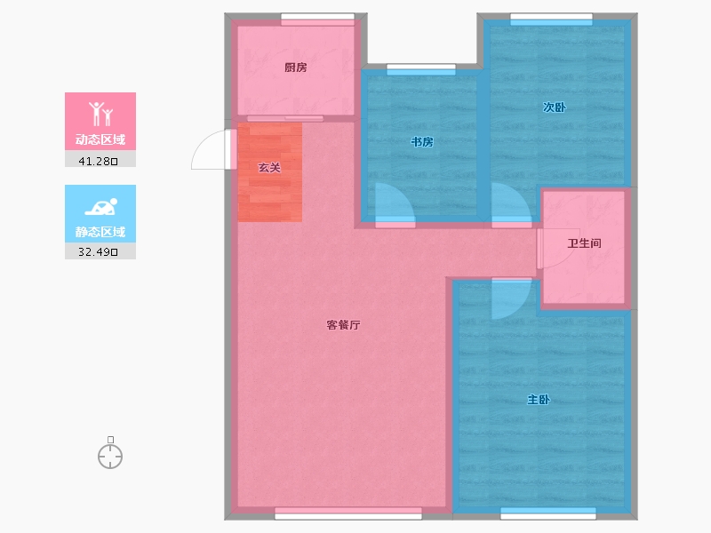 辽宁省-沈阳市-民安海逸康城青城山路213-4号（15栋）98m²-65.72-户型库-动静分区