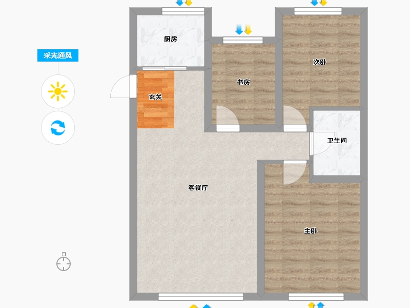 辽宁省-沈阳市-民安海逸康城青城山路213-4号（15栋）98m²-65.72-户型库-采光通风