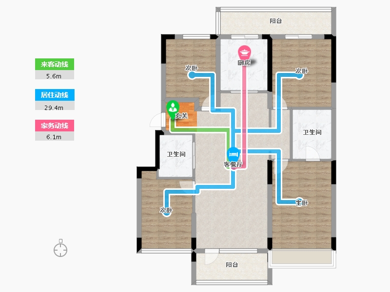 辽宁省-沈阳市-金辉优步湖畔白山路（12，13，15，16，14号楼）135m²-120.41-户型库-动静线