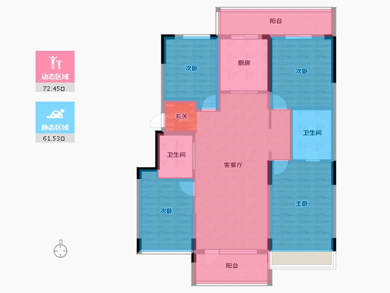 辽宁省-沈阳市-金辉优步湖畔白山路（12，13，15，16，14号楼）135m²-120.41-户型库-动静分区