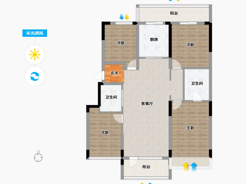 辽宁省-沈阳市-金辉优步湖畔白山路（12，13，15，16，14号楼）135m²-120.41-户型库-采光通风