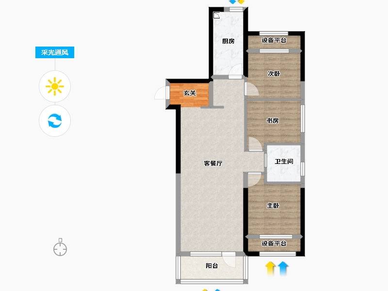 辽宁省-沈阳市-华润置地八號院赤山路77号（10栋）107m²-84.89-户型库-采光通风