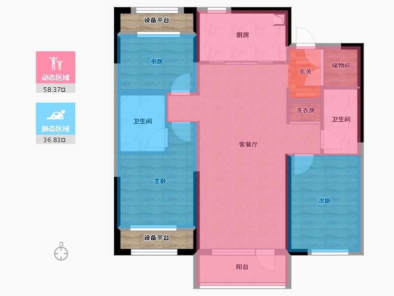 辽宁省-沈阳市-华润置地八號院赤山路77号（10栋）115m²-89.18-户型库-动静分区