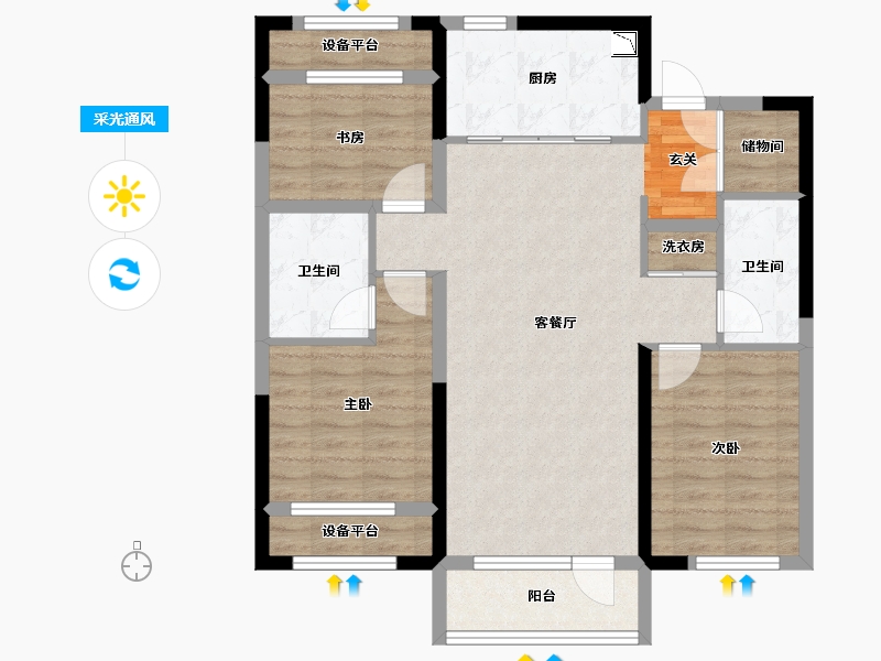 辽宁省-沈阳市-华润置地八號院赤山路77号（10栋）115m²-89.18-户型库-采光通风