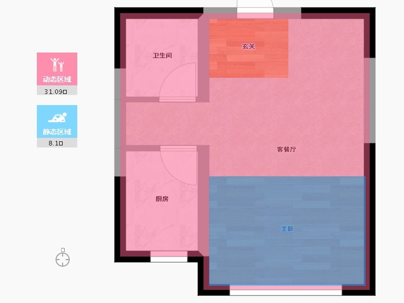 辽宁省-沈阳市-幸福阳光青城山路127-2号（1号楼）37m²-27.44-户型库-动静分区