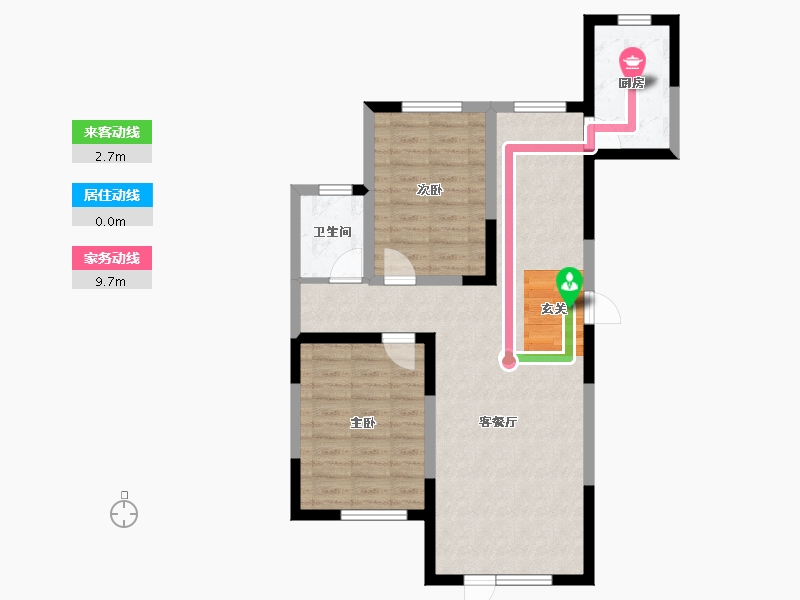 辽宁省-沈阳市-幸福阳光青城山路127-2号（1号楼）99m²-72.83-户型库-动静线