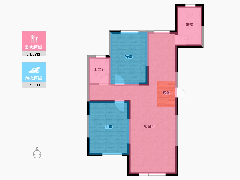 辽宁省-沈阳市-幸福阳光青城山路127-2号（1号楼）99m²-72.83-户型库-动静分区