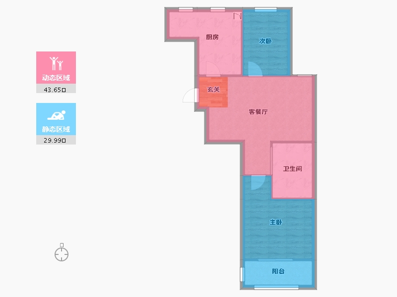 辽宁省-沈阳市-丽晶公馆千山西路（3，26号楼）77m²-66.43-户型库-动静分区