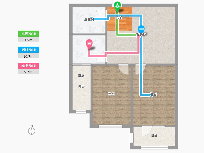 辽宁省-沈阳市-丽晶公馆千山西路2-1号（24号楼）88m²-70.41-户型库-动静线