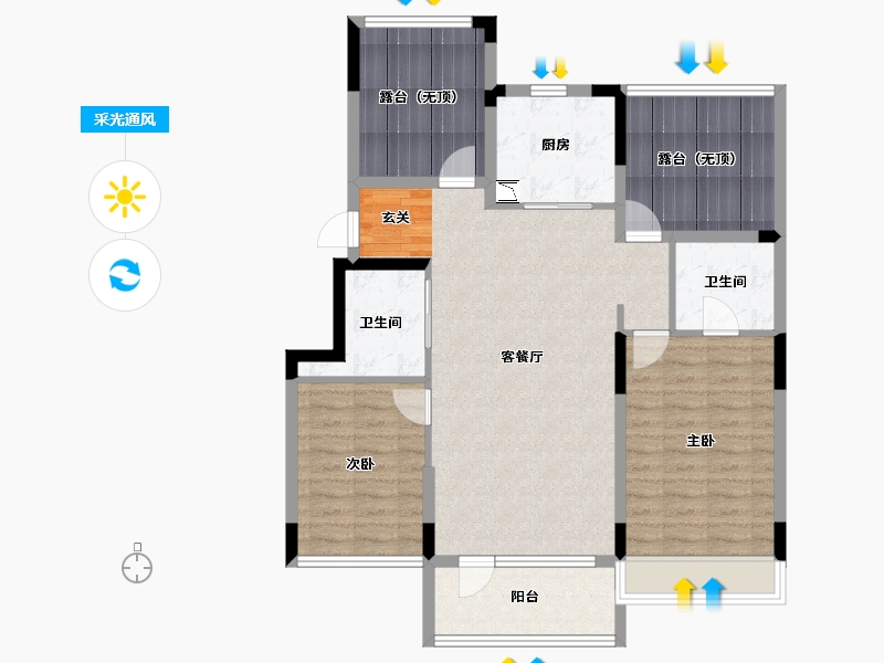 辽宁省-沈阳市-金辉优步湖畔（12，13，15，16，14号楼）100m²-102.63-户型库-采光通风