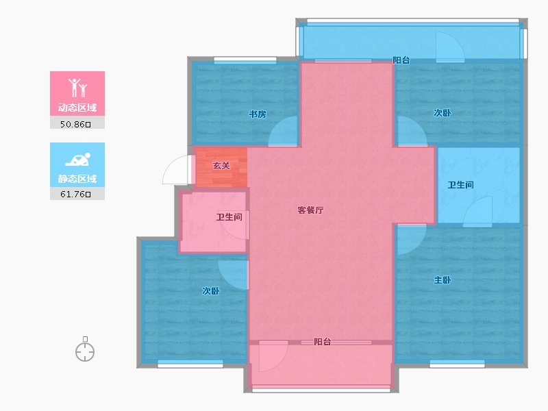 辽宁省-沈阳市-金辉优步湖畔于洪区白山路（3，4号楼）129m²-103.20-户型库-动静分区