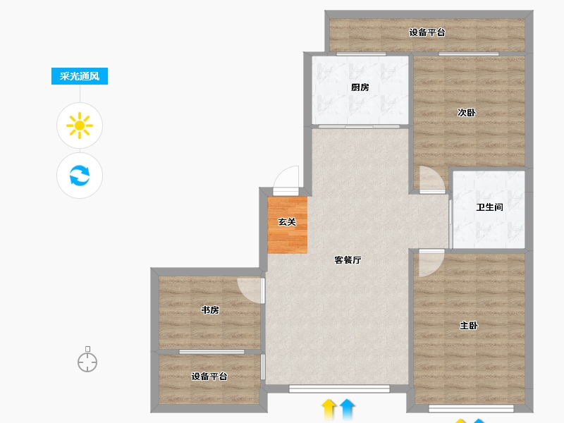 辽宁省-沈阳市-意大利风情小镇广业西路31-5号（64）111m²-91.66-户型库-采光通风