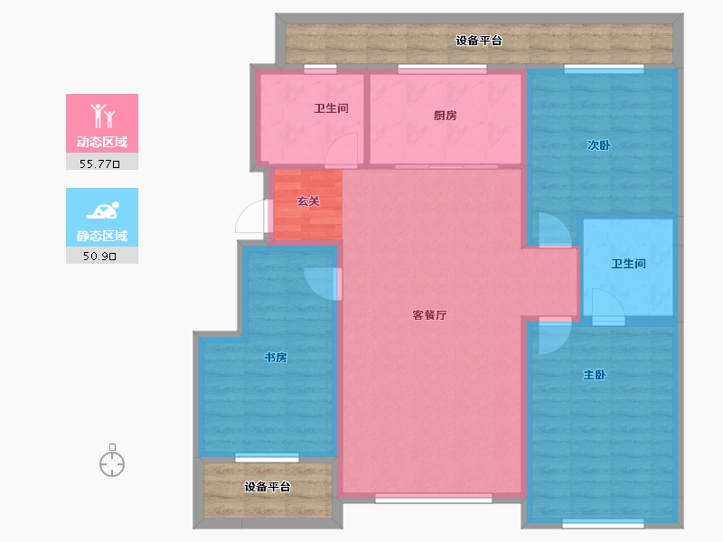 辽宁省-沈阳市-意大利风情小镇广业西路31-5号（64）132m²-109.53-户型库-动静分区