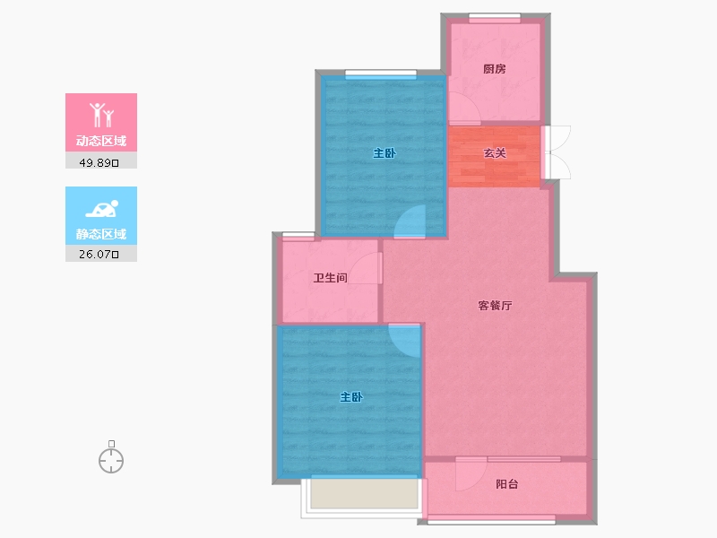 辽宁省-沈阳市-宏发英里细河路157-3号（G10号楼）89m²-69.32-户型库-动静分区