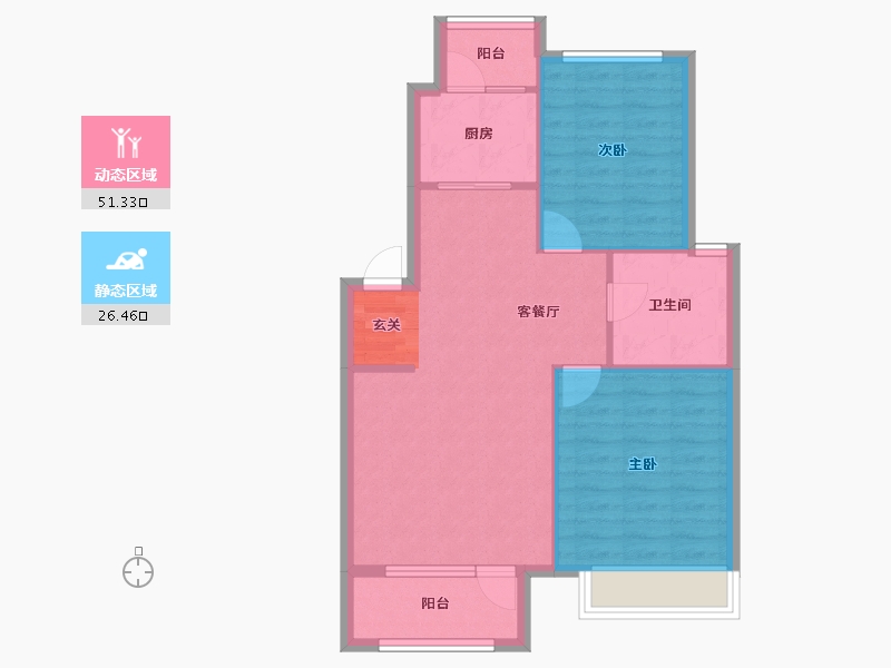 辽宁省-沈阳市-宏发英里细河南路159-3（G3）95m²-70.50-户型库-动静分区