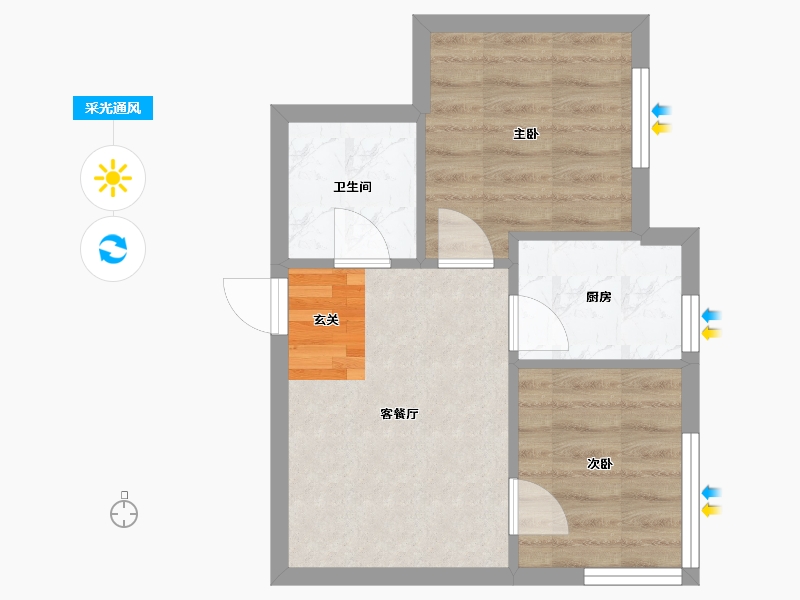 辽宁省-沈阳市-宏发英里细河南路（G3,G4）53m²-36.35-户型库-采光通风