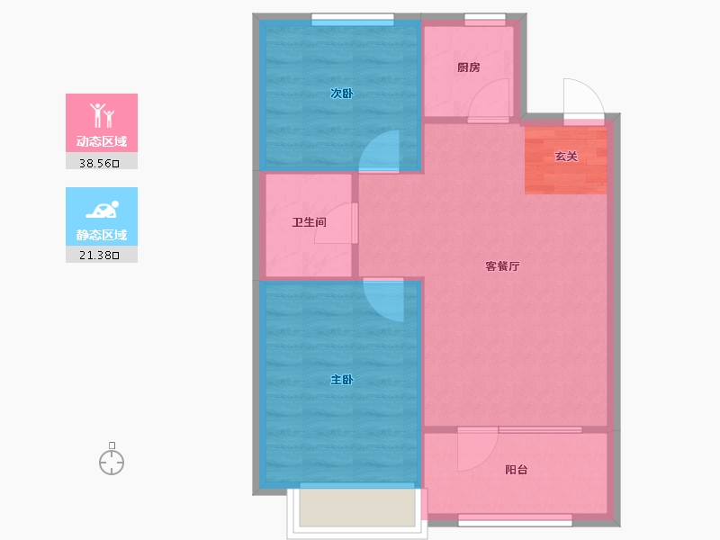 辽宁省-沈阳市-宏发英里细河路（G7,G8,G9）76m²-54.38-户型库-动静分区