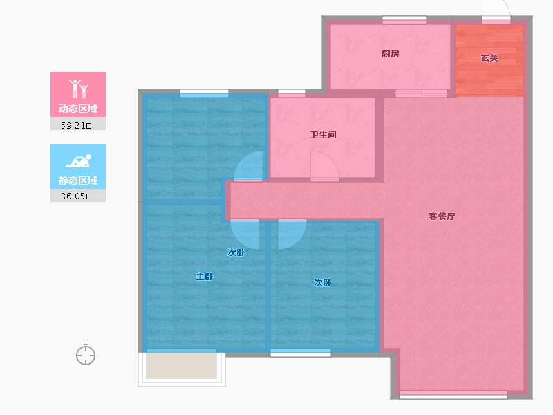 辽宁省-沈阳市-恒大西江天悦文大路439-5号（22号楼）108m²-86.40-户型库-动静分区