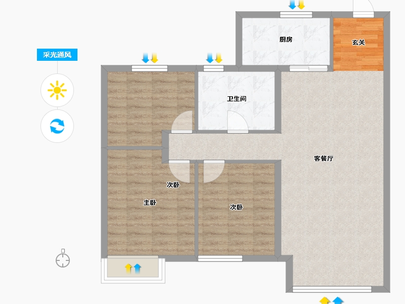 辽宁省-沈阳市-恒大西江天悦文大路439-5号（22号楼）108m²-86.40-户型库-采光通风