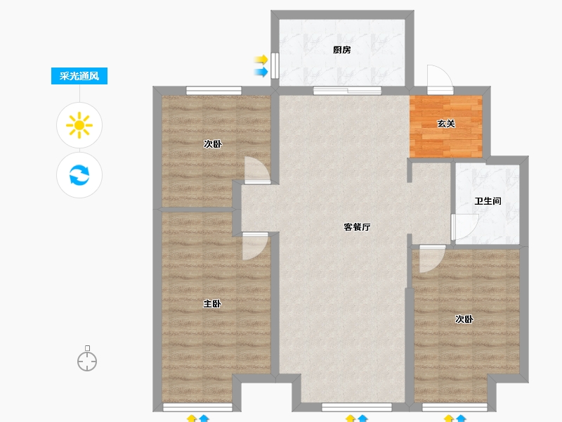 辽宁省-沈阳市-恒大西江天悦文大路441-3号（10号楼）114m²-91.20-户型库-采光通风