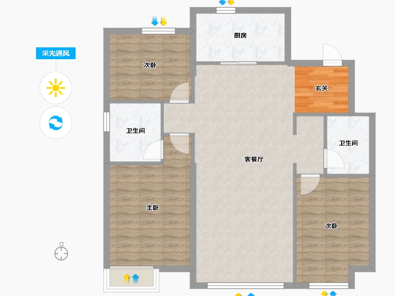 辽宁省-沈阳市-恒大西江天悦文大路（5，9，19，20，21号楼）126m²-100.80-户型库-采光通风