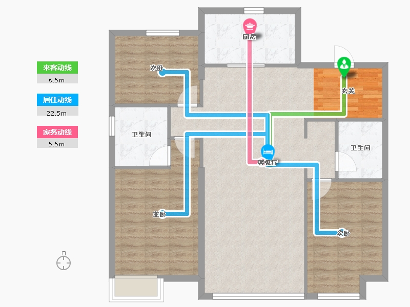 辽宁省-沈阳市-恒大西江天悦文大路441-3号（10号楼）130m²-103.99-户型库-动静线