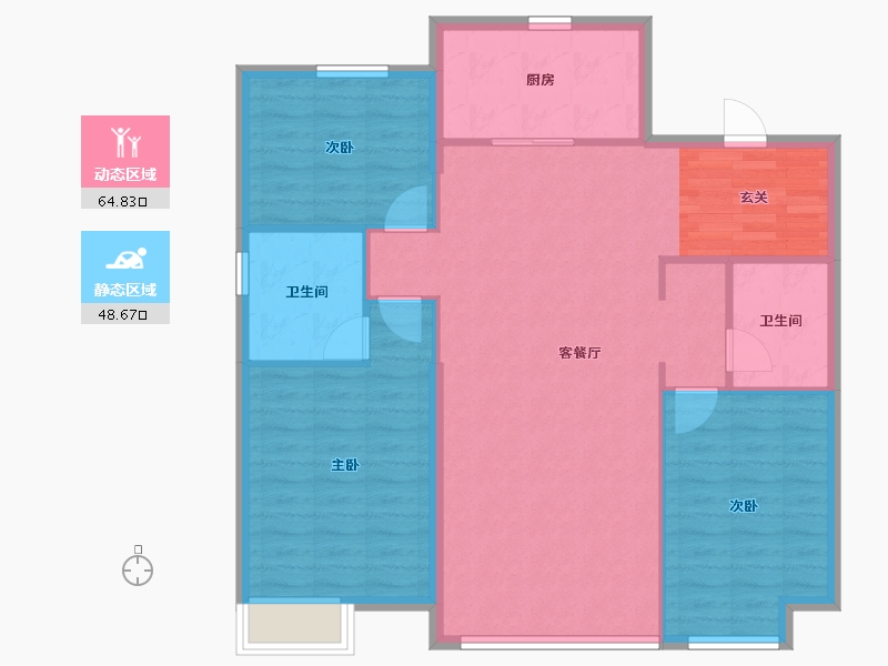 辽宁省-沈阳市-恒大西江天悦文大路441-3号（10号楼）130m²-103.99-户型库-动静分区