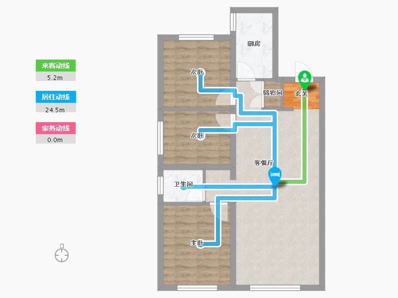 辽宁省-沈阳市-保利海德公园45号楼95m²-68.39-户型库-动静线