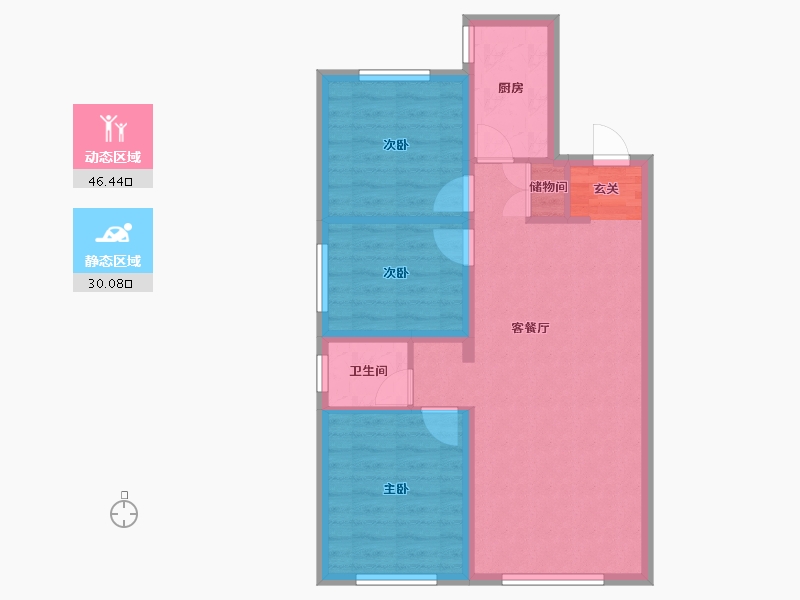 辽宁省-沈阳市-保利海德公园45号楼95m²-68.39-户型库-动静分区