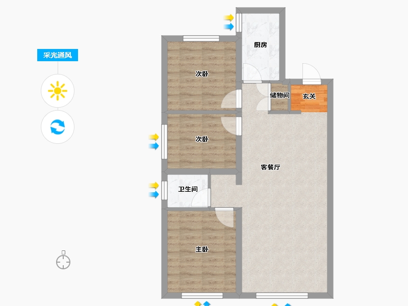 辽宁省-沈阳市-保利海德公园45号楼95m²-68.39-户型库-采光通风