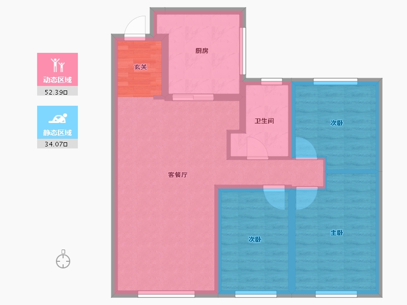 辽宁省-沈阳市-保利海德公园29号楼,44号楼,45号楼105m²-76.87-户型库-动静分区