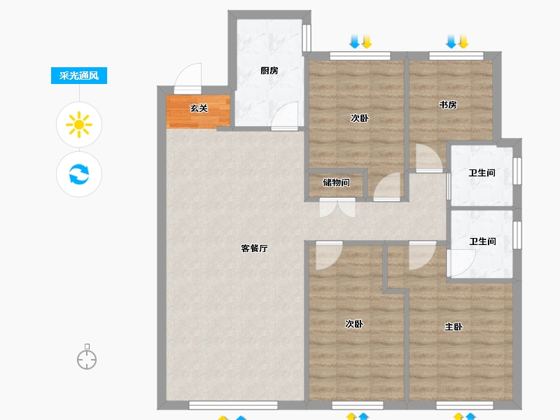 辽宁省-沈阳市-保利海德公园29号楼,45号楼125m²-94.10-户型库-采光通风