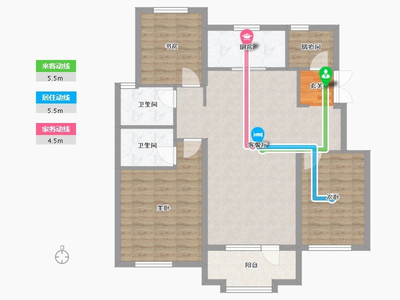 辽宁省-沈阳市-保利海德公园30号楼,31号楼,32号楼,33号楼,35号楼120m²-96.95-户型库-动静线