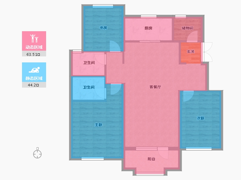 辽宁省-沈阳市-保利海德公园30号楼,31号楼,32号楼,33号楼,35号楼120m²-96.95-户型库-动静分区