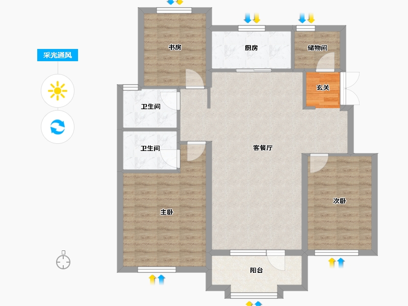 辽宁省-沈阳市-保利海德公园30号楼,31号楼,32号楼,33号楼,35号楼120m²-96.95-户型库-采光通风