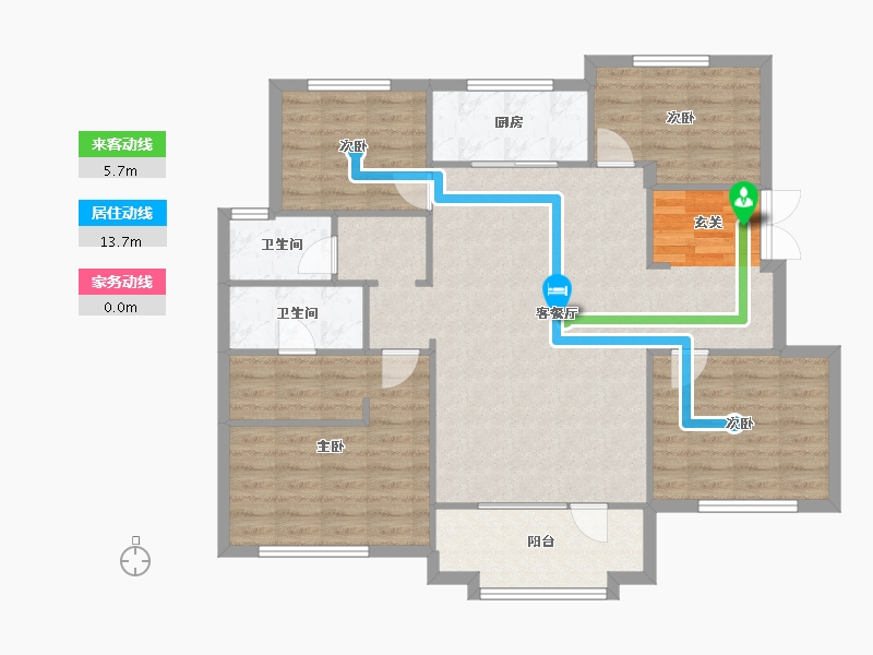 辽宁省-沈阳市-保利海德公园30号楼,31号楼135m²-108.00-户型库-动静线