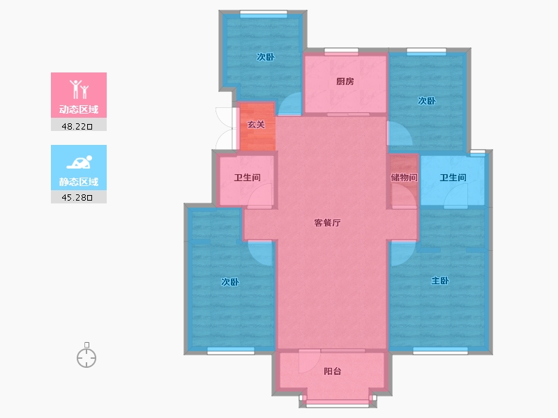 辽宁省-沈阳市-保利海德公园沈辽路311-6号（18号楼）105m²-84.58-户型库-动静分区