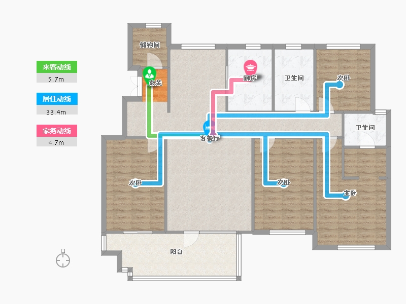 辽宁省-沈阳市-保利海德公园沈辽路313-3号（16号楼）147m²-140.25-户型库-动静线