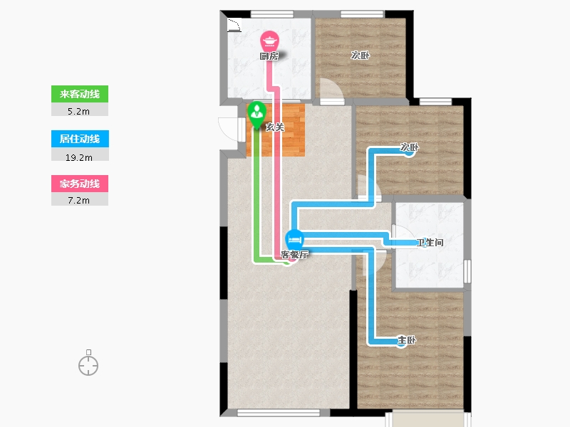 辽宁省-沈阳市-恒大盛京珺庭西江北街（15，11号楼）111m²-88.80-户型库-动静线