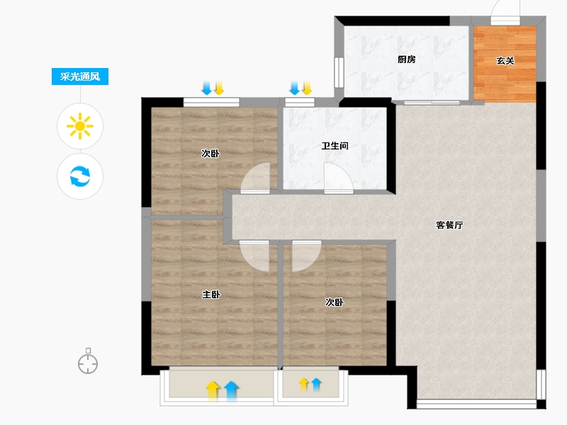 辽宁省-沈阳市-恒大盛京珺庭西江北街（15，11号楼）104m²-83.19-户型库-采光通风